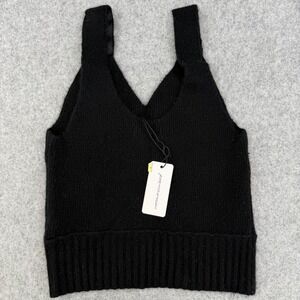 New Unsubscribed Women's XXS Black Cashmere Tank Top Sleeveless Ribbed Knit‎